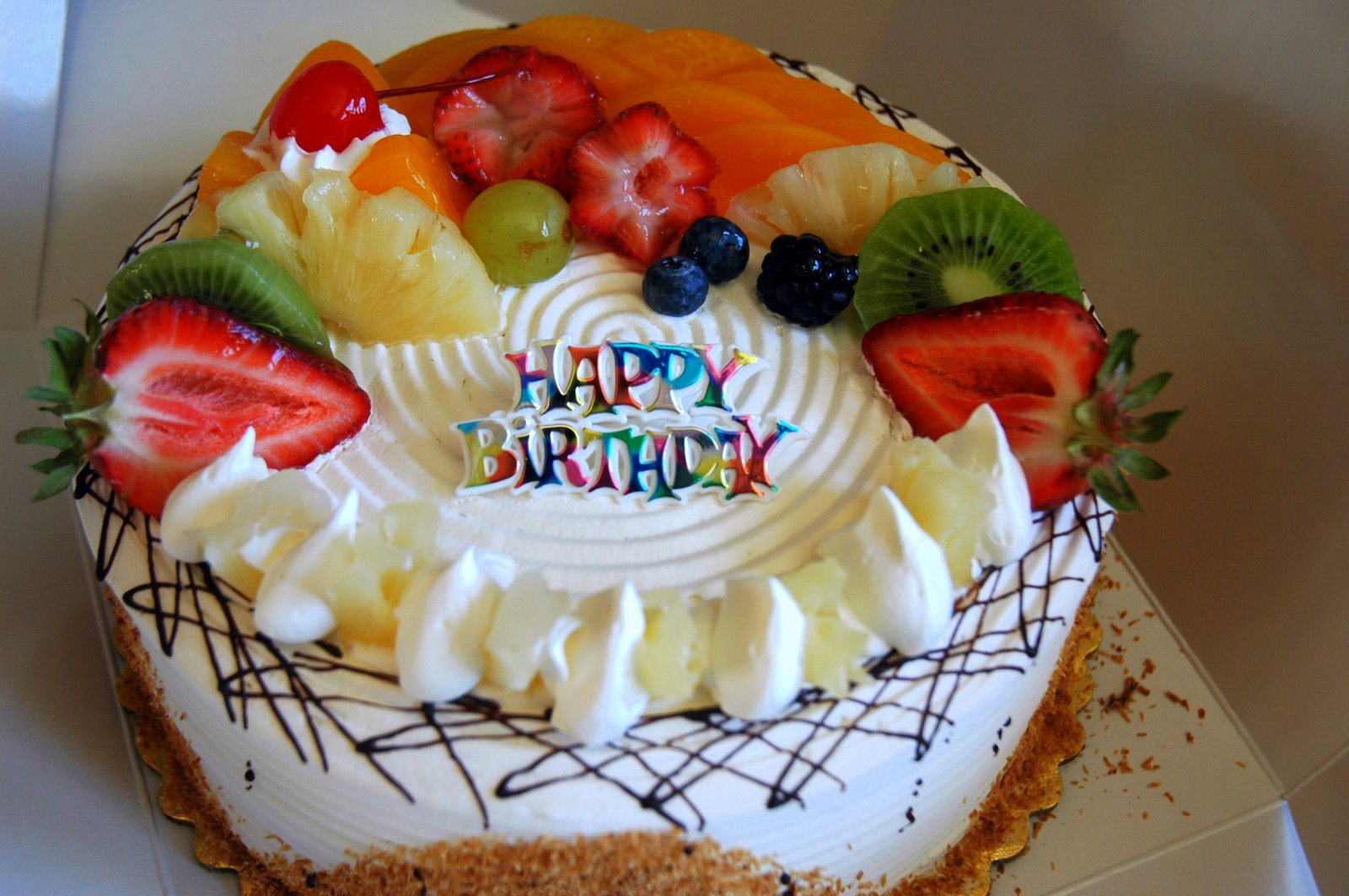 Happy Birthday With Fruit Cake
